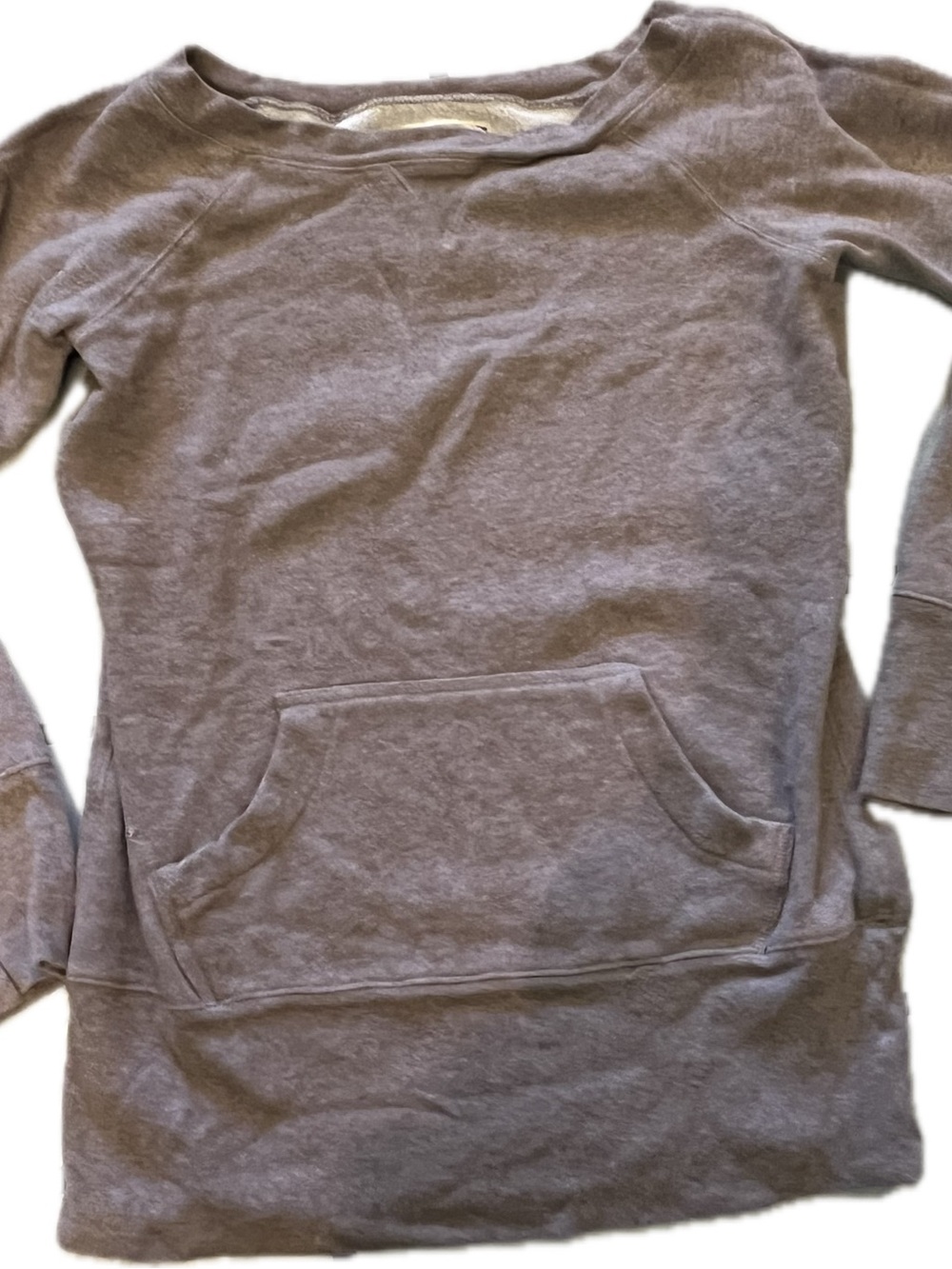Old Navy Taupe Crewneck Pullover with Kangaroo Pocket